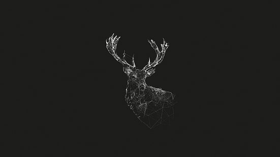 artwork, animals, monochrome, gray, abstract, deer, minimalism, wireframe, lines, nature, geometry, stags, simple background, digital art, line art, simple, HD wallpaper HD wallpaper