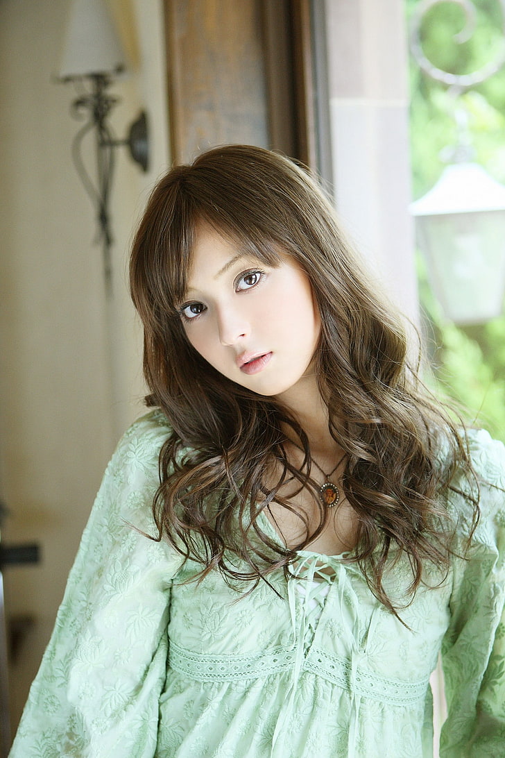 Sasaki Nozomi, model, Asian, Japanese, women, looking at viewer, brunette, brown eyes, HD wallpaper