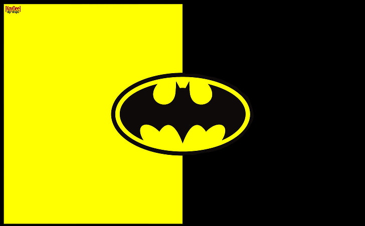 Batman Logo Illustration, gelb und schwarz Batman Logo, Cartoons, Andere, Batman, Kostüm, Logo, Rotkehlchen, Joker, dunkel, Ritter, Comics, Heide, Hauptbuch, gelb, einfach, minimal, HD-Hintergrundbild