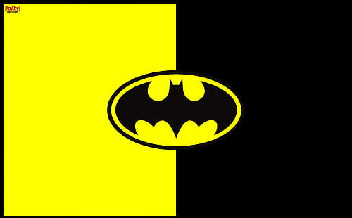 バットマンのロゴの図、黄色と黒のバットマンのロゴ、漫画、その他、バットマン、衣装、ロゴ、ロビン、ジョーカー、ダーク、ナイト、コミック、ヒース、元帳、黄色、シンプル、最小限、 HDデスクトップの壁紙 HD wallpaper