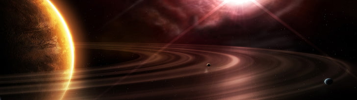 planeta Saturn, przestrzeń, sztuka kosmiczna, planeta, pierścienie planetarne, sztuka cyfrowa, Tapety HD