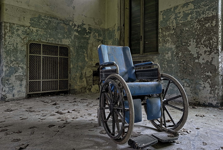 Ventanas, sombra, luz solar, rechazado, sala de hospital, silla de ruedas, Fondo de pantalla HD