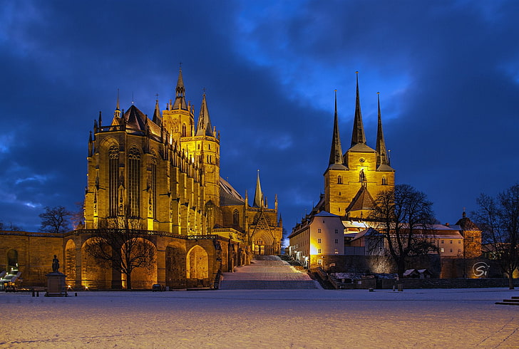 Catedrais, Catedral, Arquitetura, Edifício, Catedral de Erfurt, Alemanha, Religiosa, HD papel de parede