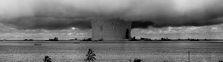 ядерный взрыв, ядерный, атолл Бикини, многократный показ, война, HD обои