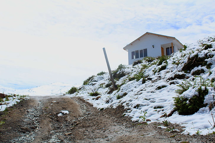 dinginkan, bukit, rumah, rumah kecil, lucas membubung, salju, Wallpaper HD