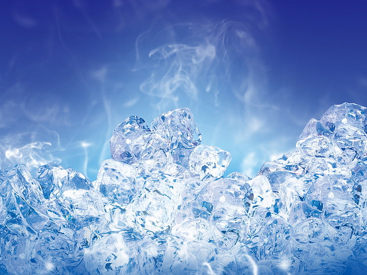 кубик льда, лед, синий, прозрачный, 155, HD обои