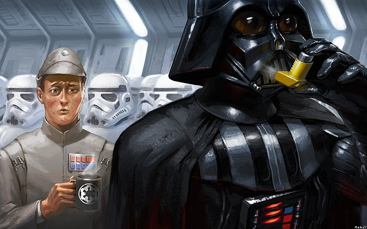 Star Wars Darth Vader wallpaper, Darth Vader, stormtrooper, humor, Star Wars, HD wallpaper