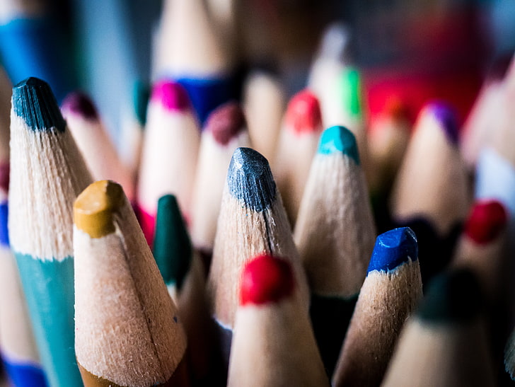 lotto di matite colorate assortite, matite colorate, punta, colorato, Sfondo HD