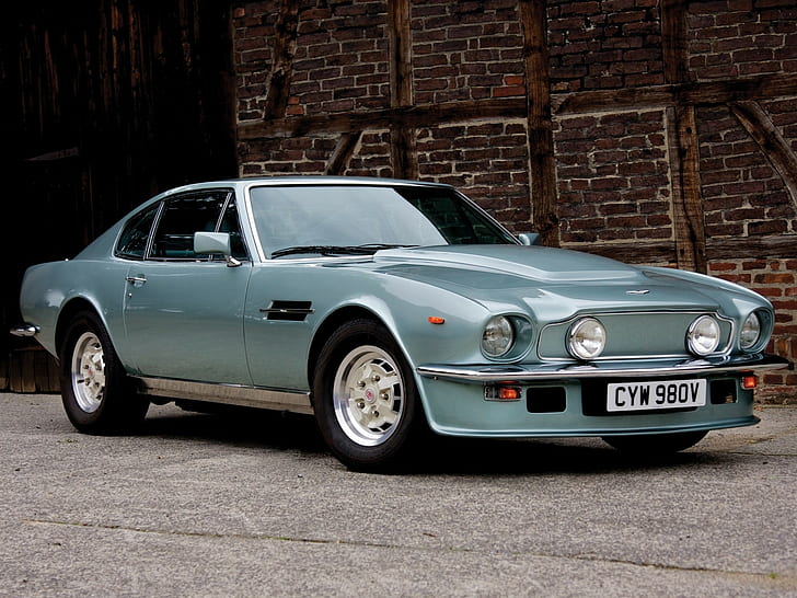 Aston martin, V8, Vantage, 1977, Blue, Front view, Car, Retro, HD wallpaper