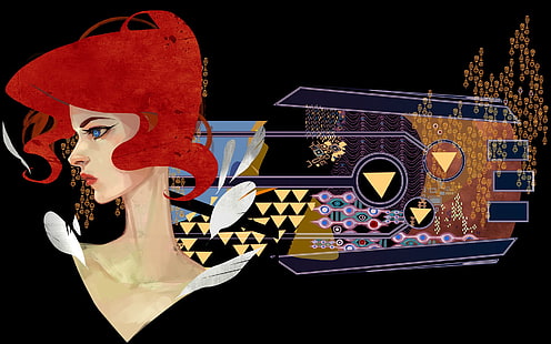 Transistor, videojuegos, rojo (transistor), ilustraciones, Fondo de pantalla HD HD wallpaper