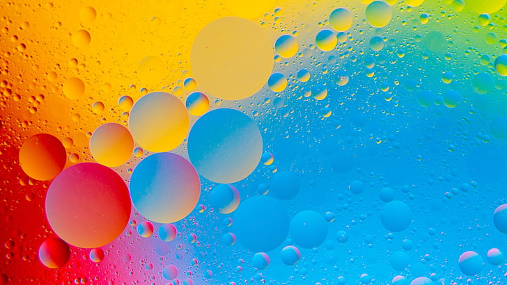 цветни, кръгове, многоцветни, мехурчета, вода, балон, кръг, течен балон, капка, графика, HD тапет