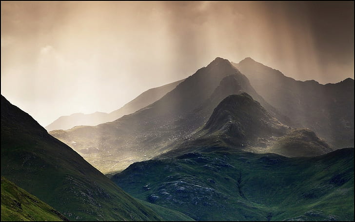 ธรรมชาติภูมิทัศน์ภูเขาแสงแดดแสงแดดเมฆ, วอลล์เปเปอร์ HD
