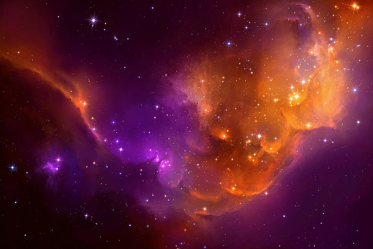 Nebula oranye, ruang, TylerCreatesWorlds, Nebula, seni ruang, bintang, karya seni, abstrak, alam semesta, Wallpaper HD