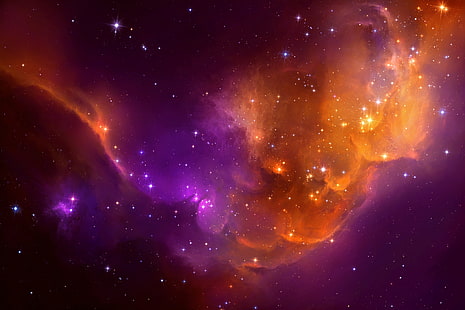 Nebula oranye, ruang, TylerCreatesWorlds, Nebula, seni ruang, bintang, karya seni, abstrak, alam semesta, Wallpaper HD HD wallpaper