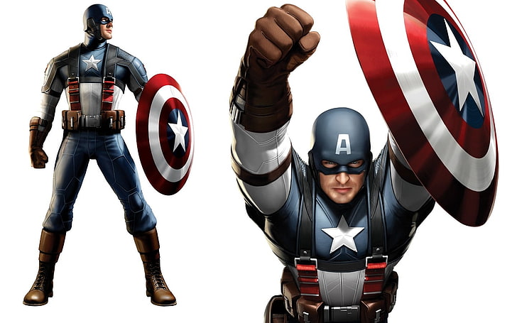 놀라운 일 만화, 캡틴 아메리카, 방패, 흰색 배경, HD 배경 화면