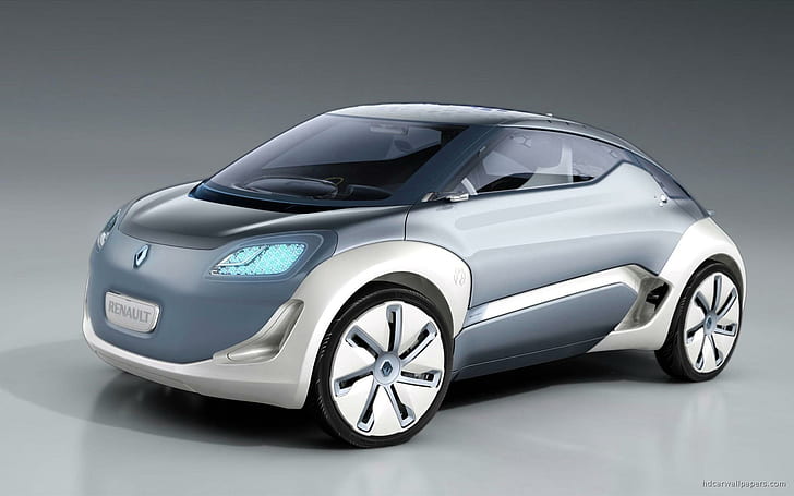 Renault Zoe ZE Concept, cinza renault smart car, conceito, renault, carros, HD papel de parede