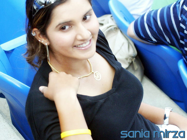 Sania Mirza Tennis Star, 여성용 딥 브이 블랙 셔츠, 스타, 사 니아, Mirza, 테니스, HD 배경 화면