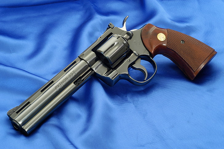 grey and brown revolver, Python, Colt, Revolver, 357 magnum, HD wallpaper