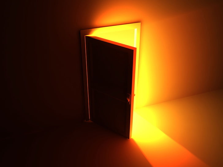 porte en bois marron en peluche, lumière, jaune, la porte, 157, Fond d'écran HD