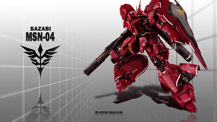 อะนิเมะ mechs Mobile Suit Mobile Suit Gundam Char's Counterattack Sazabi Super Robot Wars งานศิลปะ ศิลปะดิจิตอล ศิลปะแฟนซี, วอลล์เปเปอร์ HD