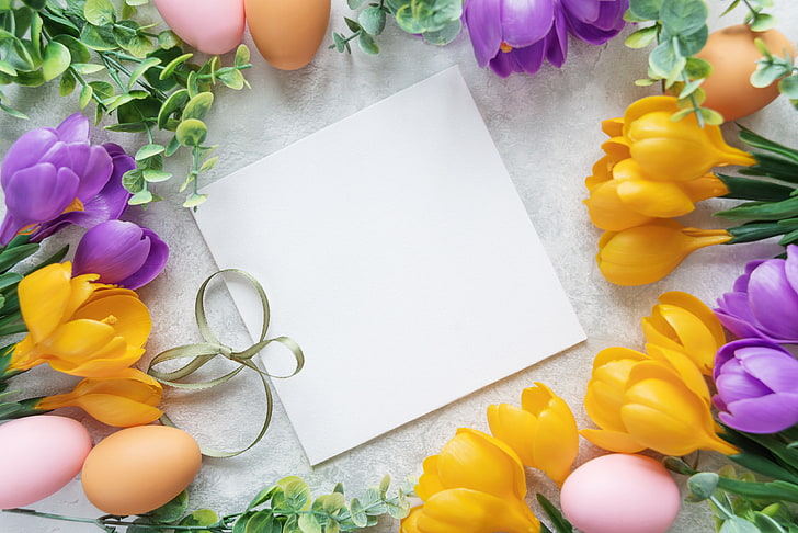 bunga, Paskah, musim semi, telur, Selamat, telur yang dicat, Wallpaper HD