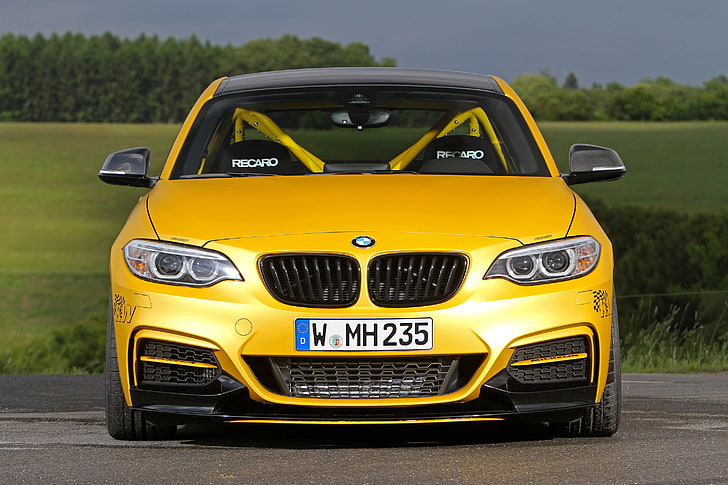 BMW M2 amarelo, bmw, m235i, cupê, mh2, manhart, clubsport, HD papel de parede