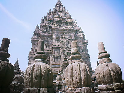 Храмове, храм Прамбанан, индуски храм, Индонезия, Ява (Индонезия), HD тапет HD wallpaper