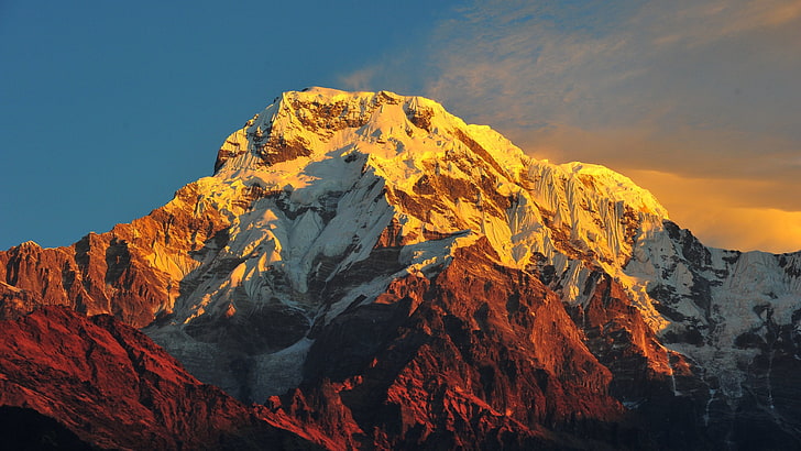 toppmöte, berget Annapurna, Himalaya-området, Himalaya, Himalaya-området, Annapurna Himalaya-området, Himalaya, Nepal, Narchyang, sluttning, Annapurna Himal, berg, sten, massiv, bergslandskap, ås, vildmark, Annapurna, himmel, natur, bergiga landformer, HD tapet