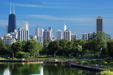ville, paysage urbain, Chicago, USA, Fond d'écran HD HD wallpaper