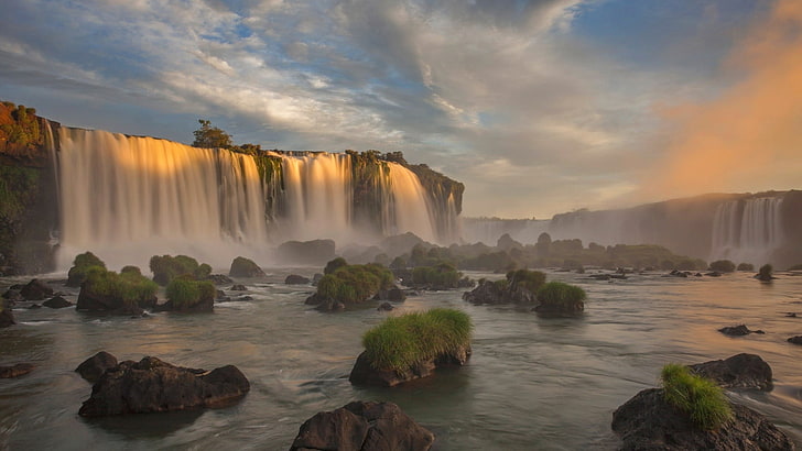Ниагарский водопад, река, водопад, Бразилия, водопад Игуасу, природа, пейзаж, HD обои