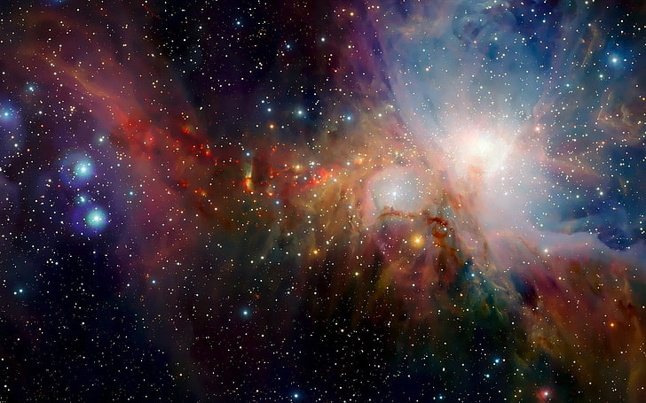 illustrazione della galassia, nebulosa, nebulosa testa di cavallo, spazio, stelle, luci, neon, arte spaziale, arte digitale, Sfondo HD
