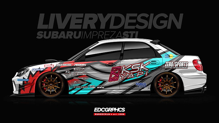 EDC Graphics, Subaru Impreza WRX STi, Subaru, JDM, render, Japanese cars, HD wallpaper