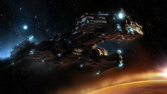 graue Raumschiffillustration, StarCraft, Starcraft II, Terraner, Videospiele, StarCraft II: Herz des Schwarms, HD-Hintergrundbild HD wallpaper
