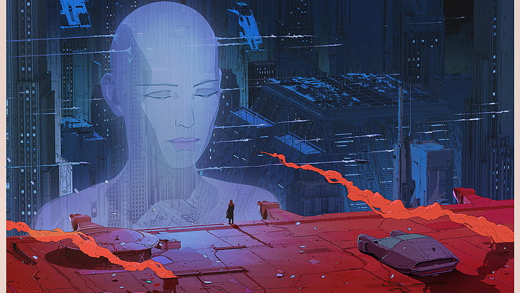 holograma gigante de una mujer fondo de pantalla digital, arte digital, Blade Runner 2049, Blade Runner, Fondo de pantalla HD