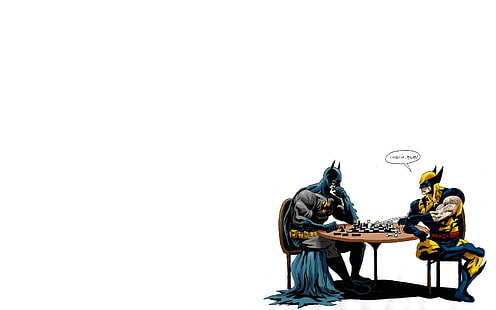 DC Бэтмен и Люди Икс Росомаха, Росомаха, Бэтмен, шахматы, HD обои HD wallpaper