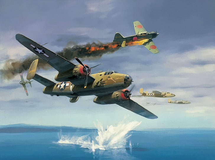 World War II, military aircraft, aircraft, Mitchell, B-25, Bomber, vehicle, HD wallpaper