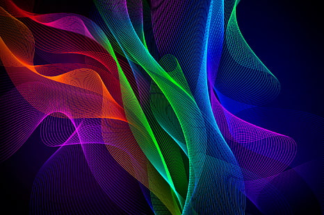 green, purple, blue, and red lights wallpaper, Waves, Colorful, Razer Phone, Stock, HD, HD wallpaper HD wallpaper