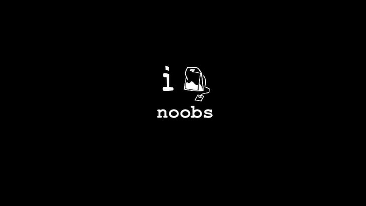i noobs text, minimalism, humor, typography, video games, black, text, black background, simple background, HD wallpaper