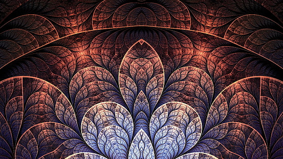 Folhas de fractal, pintura mandala, resumo, 3840x2160, folha, HD papel de parede HD wallpaper