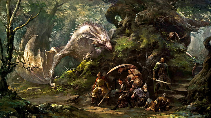 arte digital do dragão branco, dragão, arte da fantasia, HD papel de parede