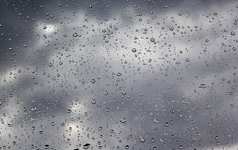 rugiada dell'acqua su vetro, gocce, pioggia, vetro, acqua, nuvole, Sfondo HD HD wallpaper
