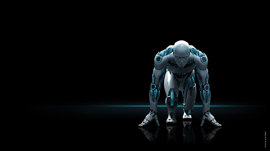 ilustracja białego robota, czarny, antywirus, ESET, NOD32, Tapety HD HD wallpaper