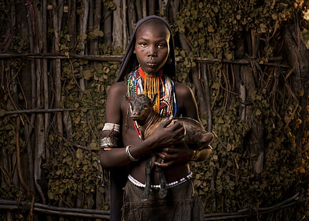 gadis, Afrika, kambing, Ethiopia, Wallpaper HD HD wallpaper