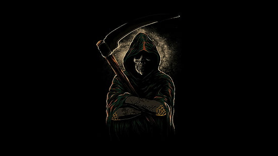 artwork, grim reaper, skull, HD wallpaper HD wallpaper