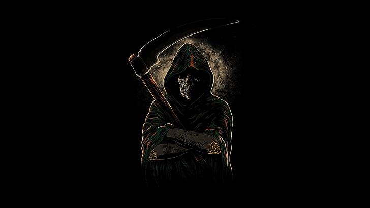 skull, Grim Reaper, artwork, HD wallpaper