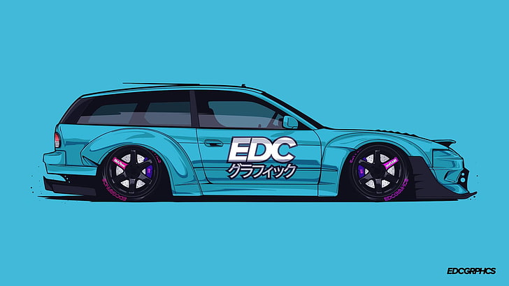 Grafik EDC, Nissan, Nissan 240SX, render, JDM, mobil Jepang, Wallpaper HD