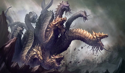 Fantasiekunst, Hydra, Kreatur, Mythologie, Fantasiekunst, Hydra, Kreatur, Mythologie, HD-Hintergrundbild HD wallpaper