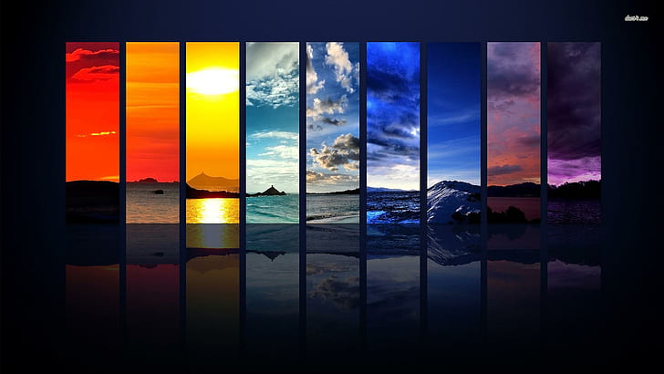 Many Colorful Sky Sea, painting of 9 kinds of weather, emotion, feel, many colorful sky and sea, nature, other, abstract, colorful, cloud, night, coll, HD wallpaper