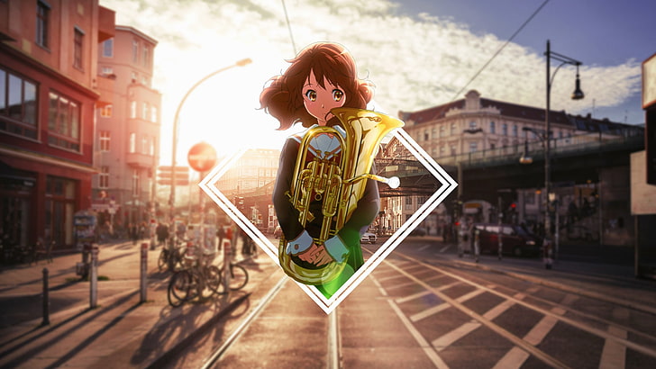 gadis anime, anime, gambar-dalam-gambar, Hibike!Euphonium, Wallpaper HD