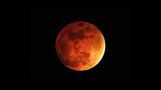 Orange Moon, อวกาศ, สีส้ม, ดวงจันทร์, 3 มิติและนามธรรม, วอลล์เปเปอร์ HD HD wallpaper